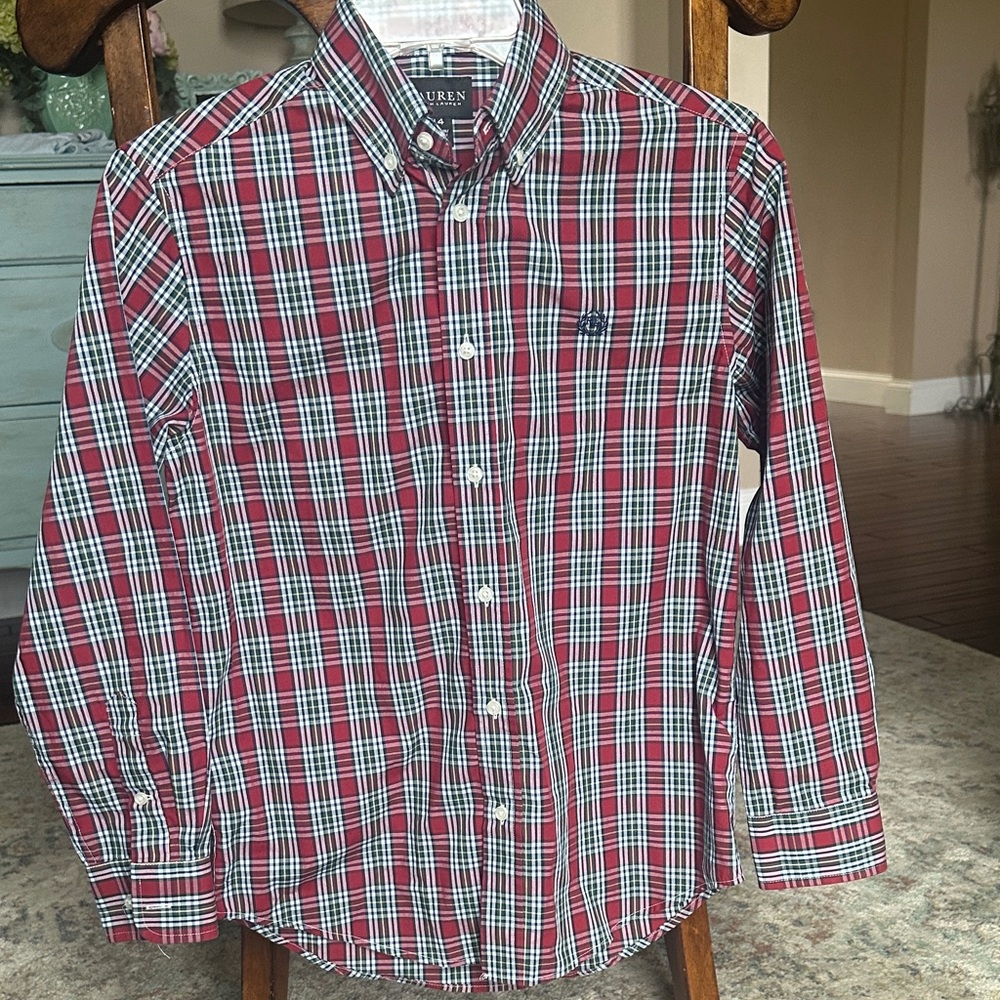 Ralph Lauren Kids Plaid Button-Down Shirt - Red, White, and Navy